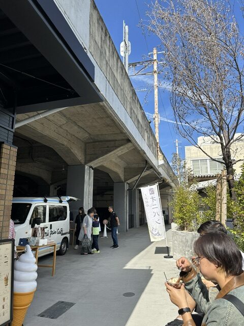べっぷ駅市場 高架下の通路と青空